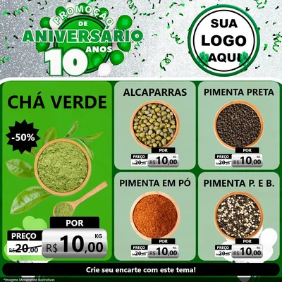 Modelo de Rede Social para Feed Facebook com o tema Promoção de Aniversário - 10 Anos para Produtos Naturais