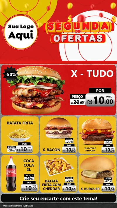 Modelo de Rede Social para Stories com o tema Segunda de Ofertas para Hamburgueria