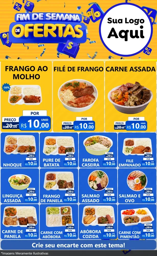 Modelo de Encarte para Encarte Grande com o tema Fim de Semana de Ofertas para Restaurante