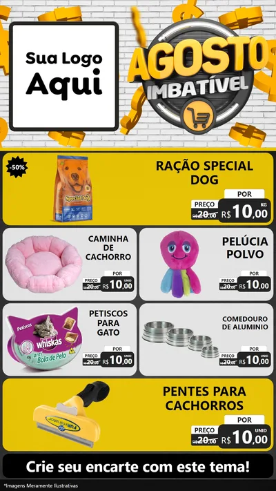 Modelo de TV para TV Vertical com o tema Agosto imbatível para Pet Shop
