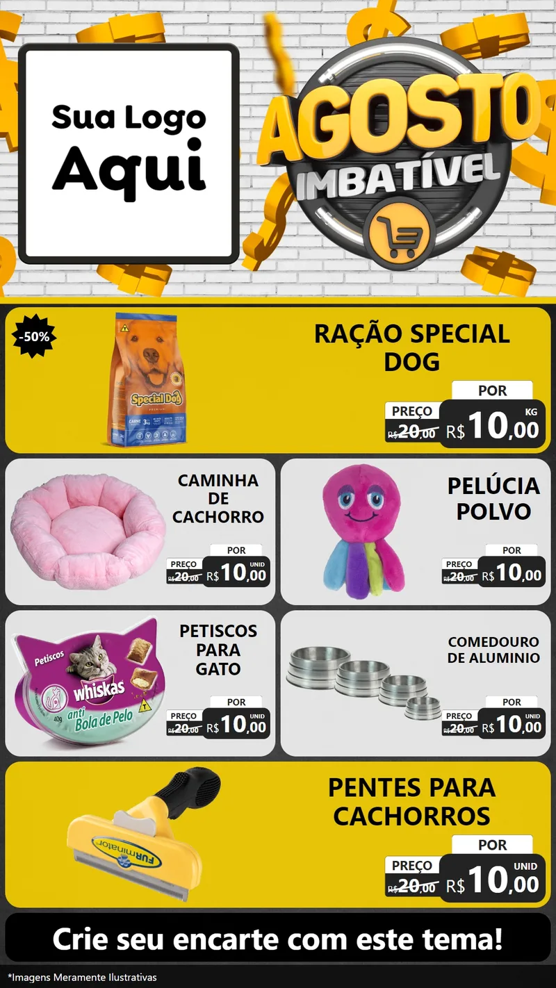 Modelo de TV para TV Vertical com o tema Agosto imbatível para Pet Shop