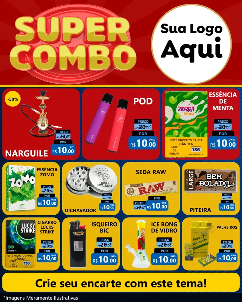 Modelo de Rede Social para Feed Instagram com o tema Super Combo para Tabacaria