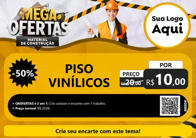 Modelo de Cartaz para Cartaz A4 Horizontal com o tema Mega Ofertas - Material de Construção para Material para Construção