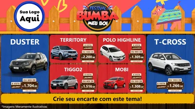 Modelo de TV para TV Horizontal com o tema Festival Bumba Meu Boi para Concessionaria de Carros