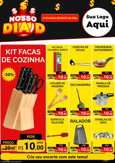 Modelo de Encarte para Encarte A4 Vertical com o tema Nosso Dia D para Utilidades Domésticas