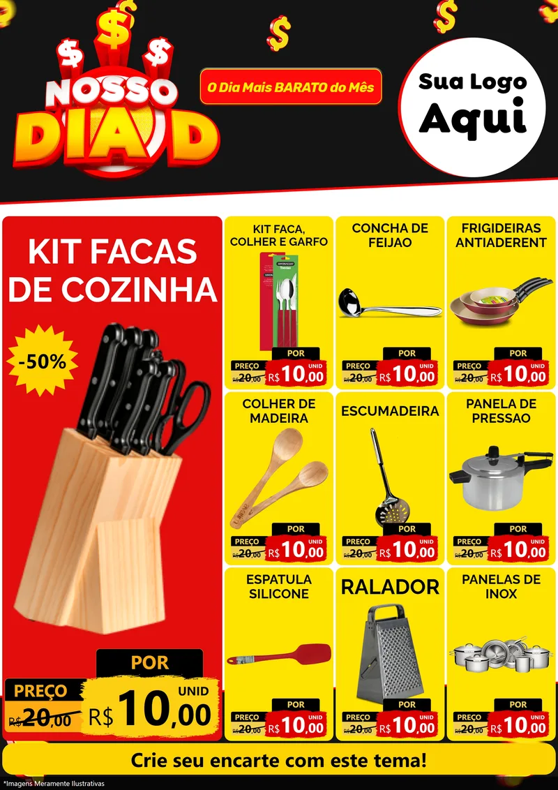 Modelo de Encarte para Encarte A4 Vertical com o tema Nosso Dia D para Utilidades Domésticas