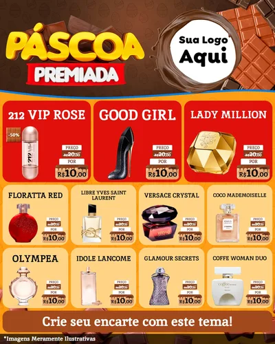 Modelo de Rede Social para Feed Instagram com o tema Páscoa Premiada para Perfumes