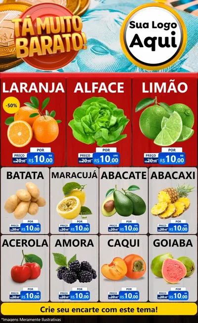 Modelo de Encarte para Encarte Grande com o tema Está Muito Barato para Hortifrúti