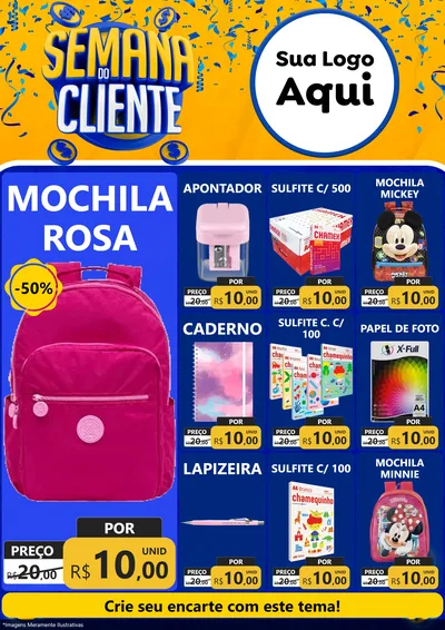 Modelo de Encarte para Encarte A4 Vertical com o tema Semana do Cliente para Papelaria