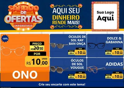 Modelo de Encarte para Encarte A4 Horizontal com o tema Sábado de Ofertas Imperdíveis para Óticas
