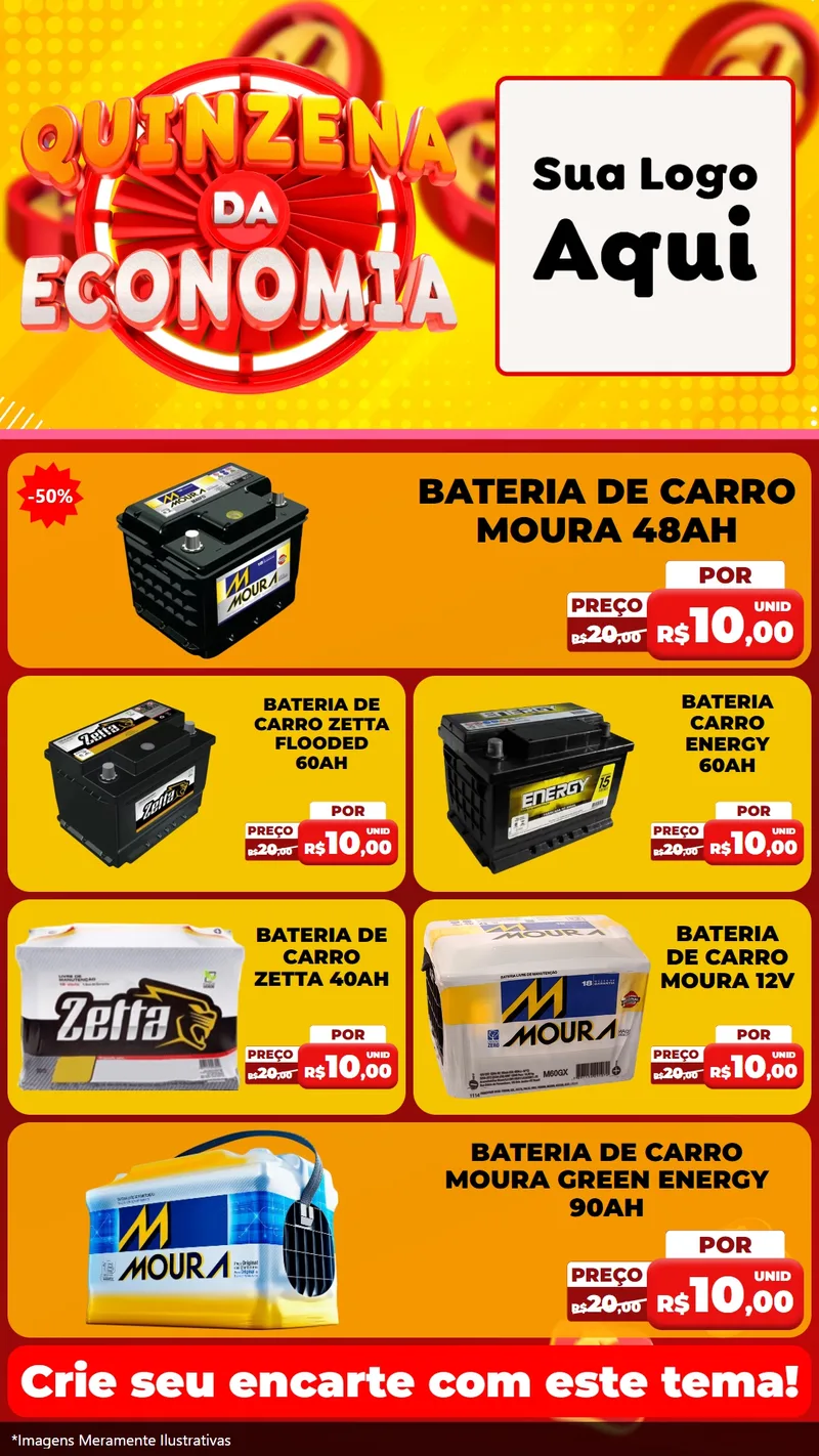 Modelo de TV para TV Vertical com o tema Quinzena Da Economia para Baterias Elétricas