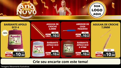 Modelo de TV para TV Horizontal com o tema Super Ano Novo para Armarinho e Aviamentos
