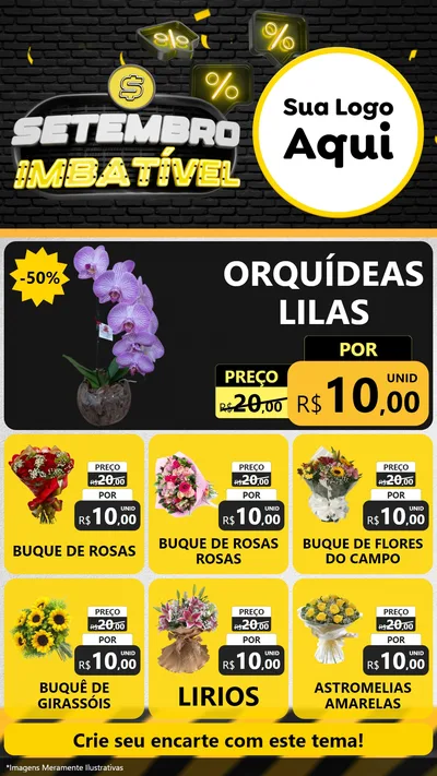 Modelo de Rede Social para Stories com o tema Setembro Imbatível para Floricultura e jardim