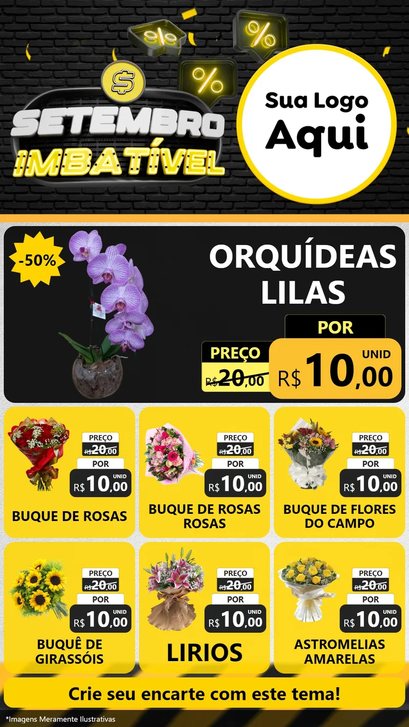 Modelo de Rede Social para Stories com o tema Setembro Imbatível para Floricultura e jardim
