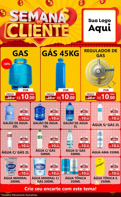 Modelo de Encarte para Encarte Grande com o tema Semana do Cliente para Água e gás