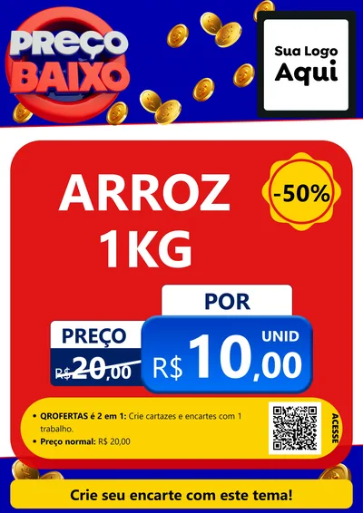 Modelo de Cartaz para Cartaz A4 Vertical com o tema Preço Baixo para Supermercado