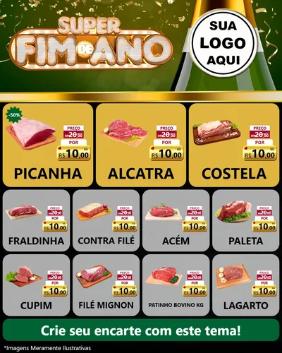 Modelo de Rede Social para Feed Instagram com o tema Super Fim de Ano para Açougue