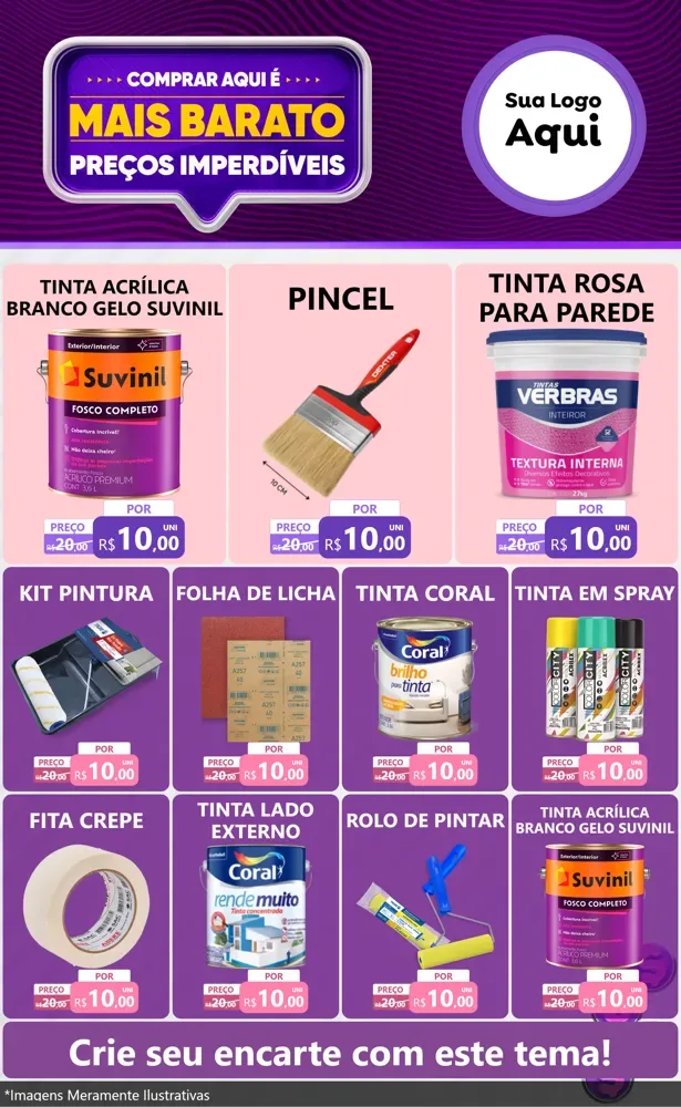 Modelo de Encarte para Encarte Grande com o tema Mais Barato para Tintas e Ferramentas