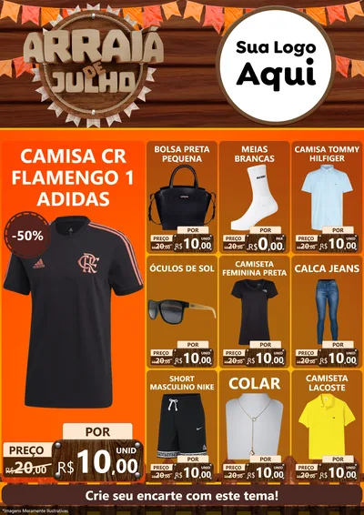 Modelo de Encarte para Encarte A4 Vertical com o tema Arraiá de Julho - Junina para Roupas e acessórios