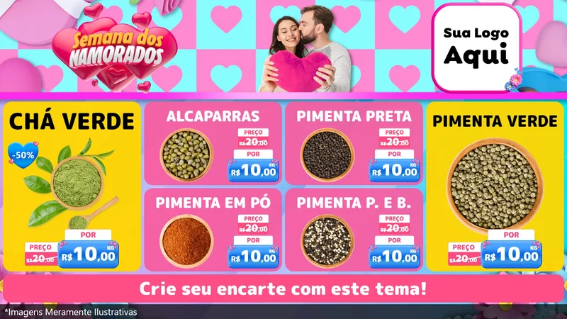 Modelo de TV para TV Horizontal com o tema Semana dos Namorados para Produtos Naturais