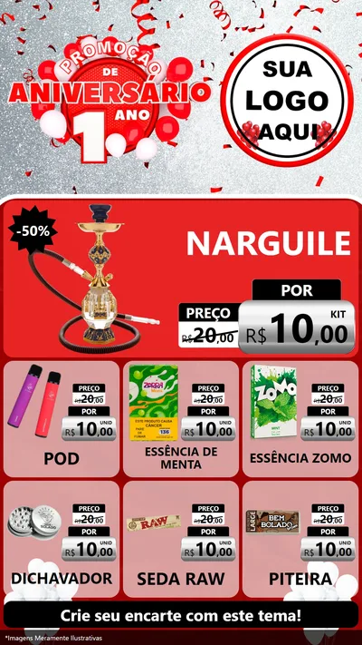Modelo de Rede Social para Stories com o tema Promoção de Aniversário - 1 Ano para Tabacaria