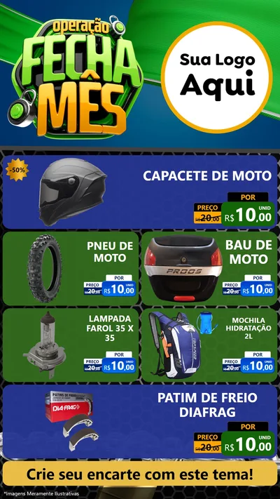 Modelo de TV para TV Vertical com o tema Operação Fecha Mês para Moto peças