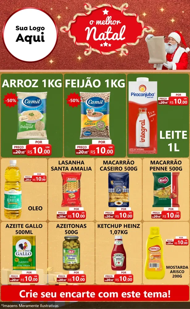 Modelo de Encarte para Encarte Grande com o tema O Melhor Natal para Supermercado