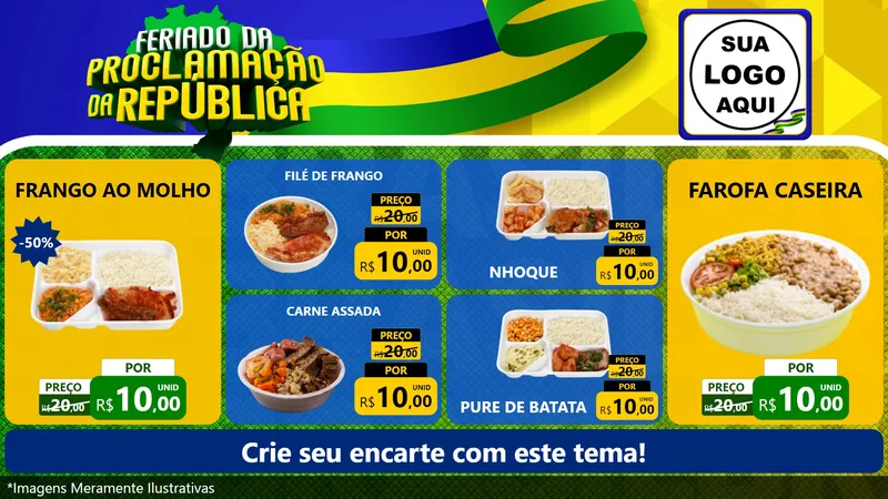 Modelo de TV para TV Horizontal com o tema Feriado da Proclamação da República para Restaurante