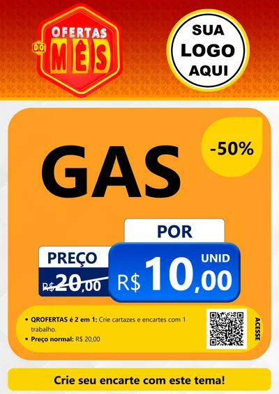 Modelo de Cartaz para Cartaz A4 Vertical com o tema Ofertas do Mês para Água e gás
