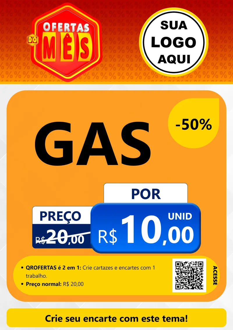 Modelo de Cartaz para Cartaz A4 Vertical com o tema Ofertas do Mês para Água e gás