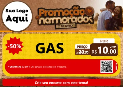 Modelo de Cartaz para Cartaz A4 Horizontal com o tema Promoção Namorados para Água e gás