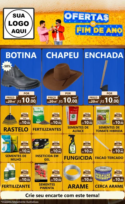 Modelo de Encarte para Encarte Grande com o tema Ofertas de Fim de Ano para Agropecuária