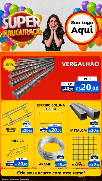 Modelo de Rede Social para Stories com o tema Super Inauguração para Ferragens