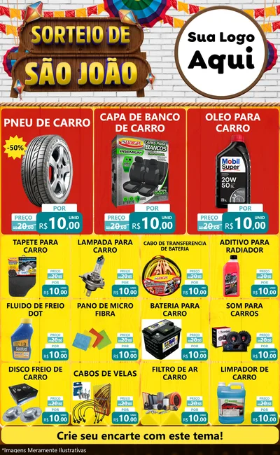 Modelo de Encarte para Encarte Grande com o tema Sorteio de São João para Auto peças