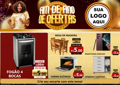 Modelo de Encarte para Encarte A4 Horizontal com o tema Fim de Ano de Ofertas para Móveis e Eletro