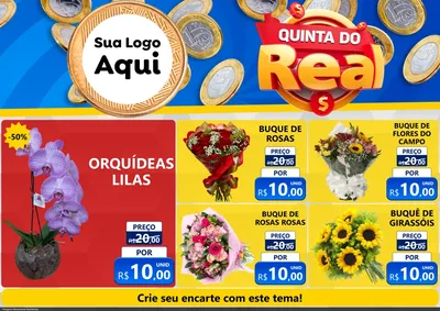 Modelo de Encarte para Encarte A4 Horizontal com o tema Quinta do Real para Floricultura e jardim