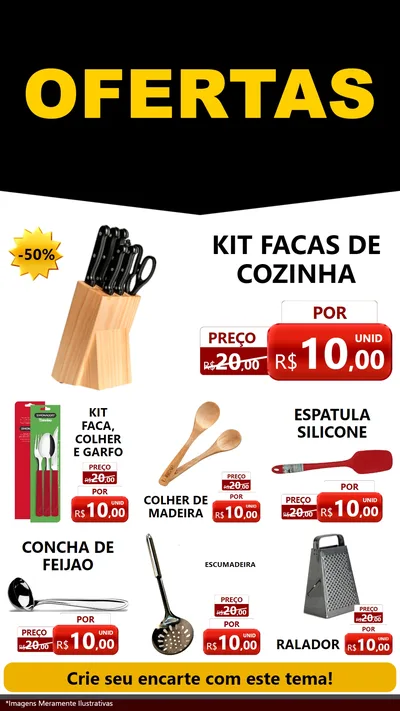Modelo de Rede Social para Stories com o tema Ofertas Preto e Vermelho Cartaz para Utilidades Domésticas