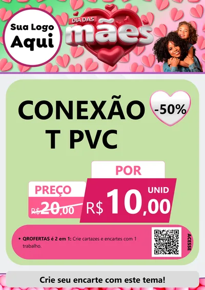 Modelo de Cartaz para Cartaz A4 Vertical com o tema Dia das Mães para Tubos e conexões