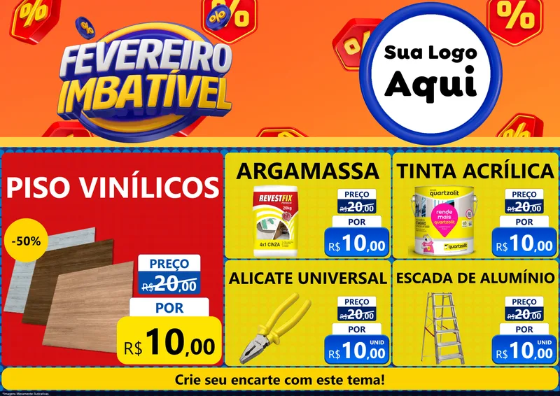 Modelo de Encarte para Encarte A4 Horizontal com o tema Fevereiro Imbatível para Material para Construção