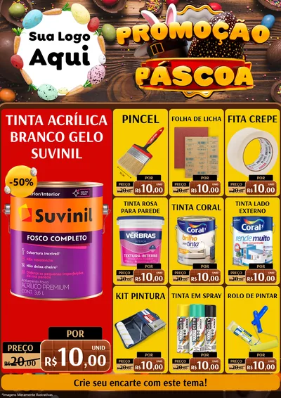 Modelo de Encarte para Encarte A4 Vertical com o tema Promoção Páscoa para Tintas e Ferramentas