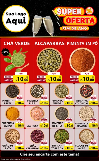 Modelo de Encarte para Encarte Grande com o tema Super Oferta Fim de Ano para Produtos Naturais