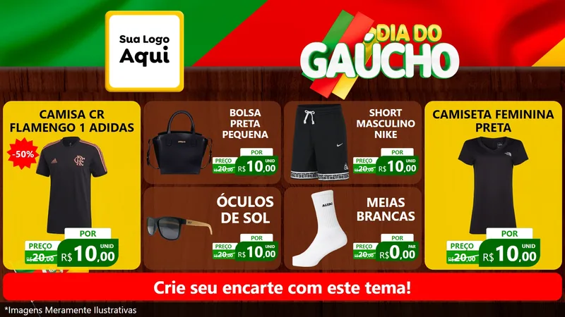 Modelo de TV para TV Horizontal com o tema Dia do Gaúcho para Roupas e acessórios