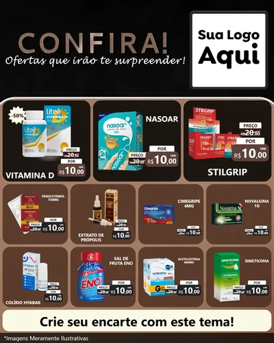 Modelo de Rede Social para Feed Instagram com o tema Confira! Ofertas que irão te surpreender! para Farmácia