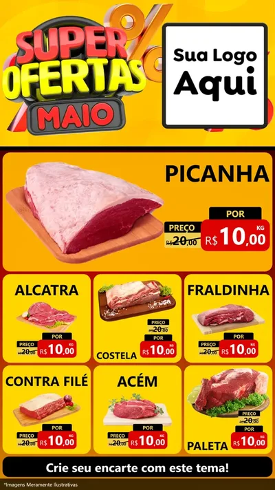 Modelo de Rede Social para Stories com o tema Super Ofertas Maio para Açougue