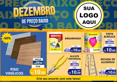 Modelo de Encarte para Encarte A4 Horizontal com o tema Dezembro de Preço Baixo para Material para Construção