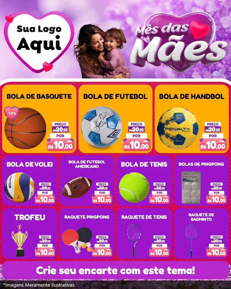 Modelo de Rede Social para Feed Instagram com o tema Mês das Mães para Artigos Esportivos
