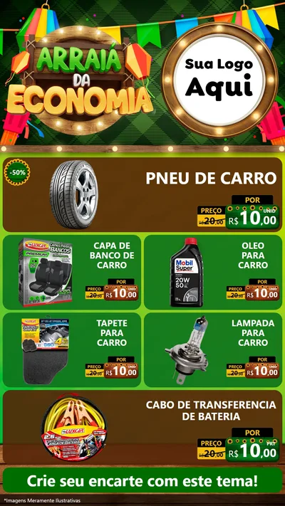 Modelo de TV para TV Vertical com o tema Arraiá de Economia para Auto peças