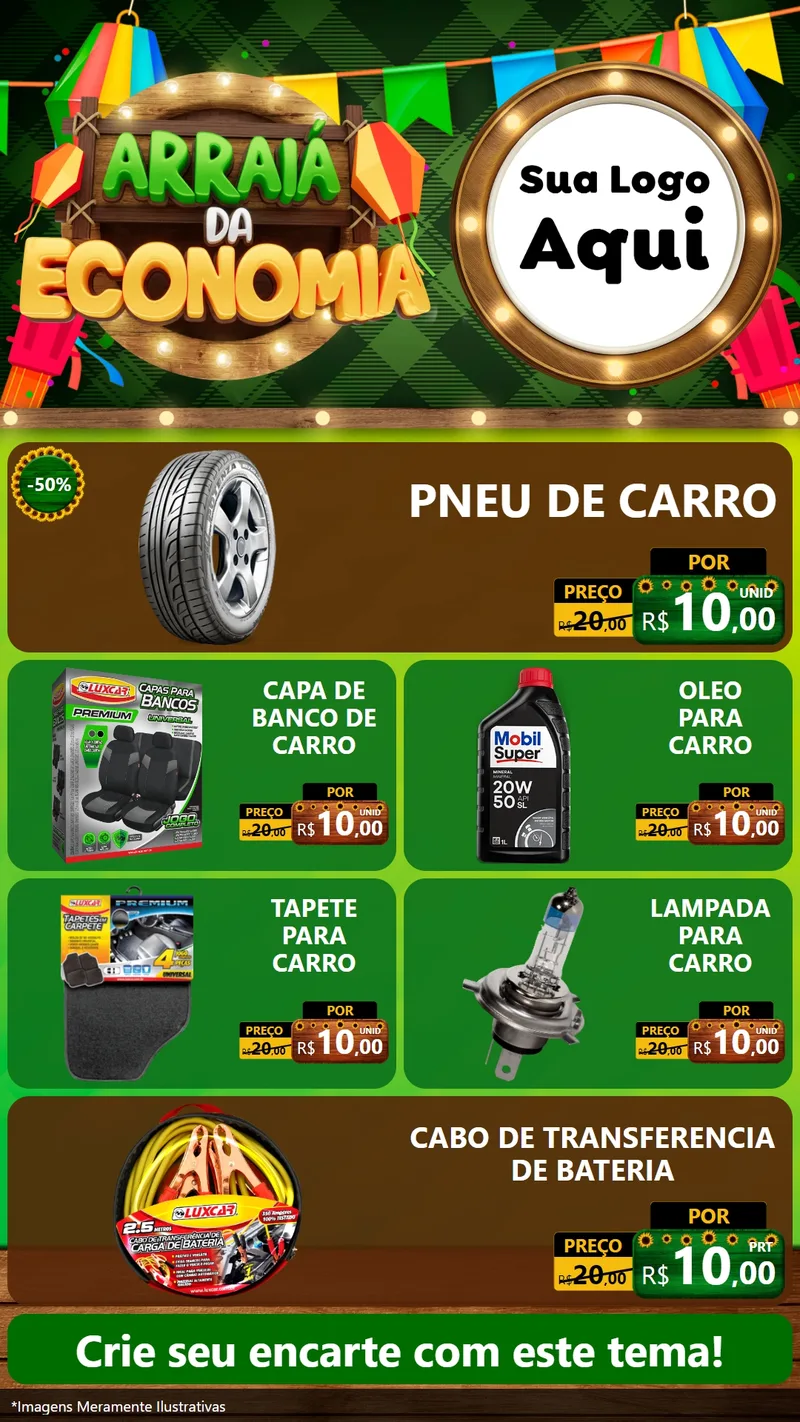 Modelo de TV para TV Vertical com o tema Arraiá de Economia para Auto peças
