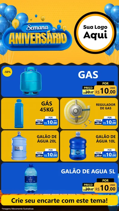 Modelo de TV para TV Vertical com o tema Semana de Aniversário para Água e gás
