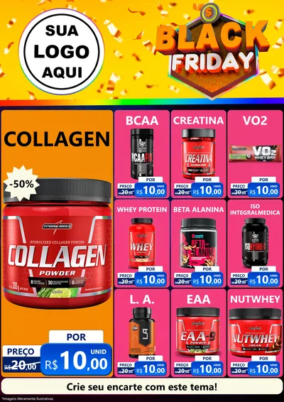 Modelo de Encarte para Encarte A4 Vertical com o tema Black Friday para Suplementos alimentares